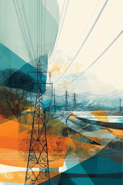 Power Lines Abstract Poster. poster
