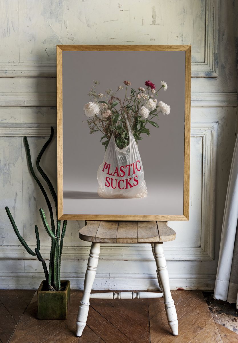 Plastic Sucks — Contemporary Art Print. — room view 1