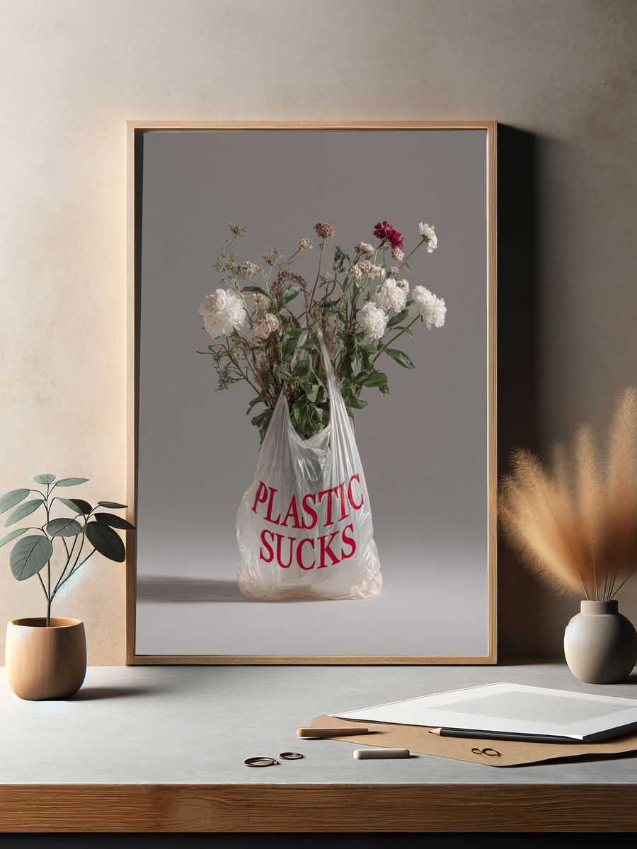 Plastic Sucks — Contemporary Art Print. — room view 2