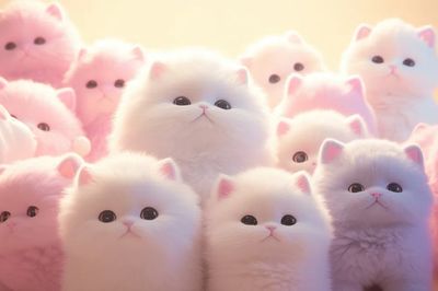 Cute Plush Cats — Illustration Print. poster print