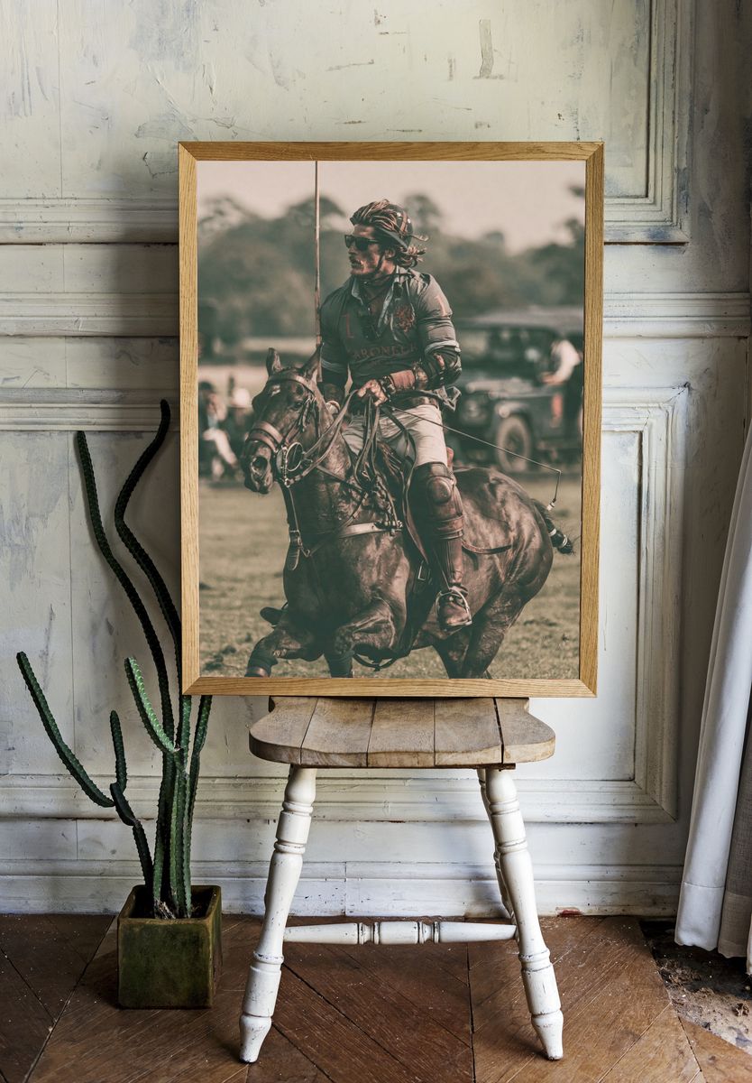 Polo Rider in Motion Photography Poster. — room view 1