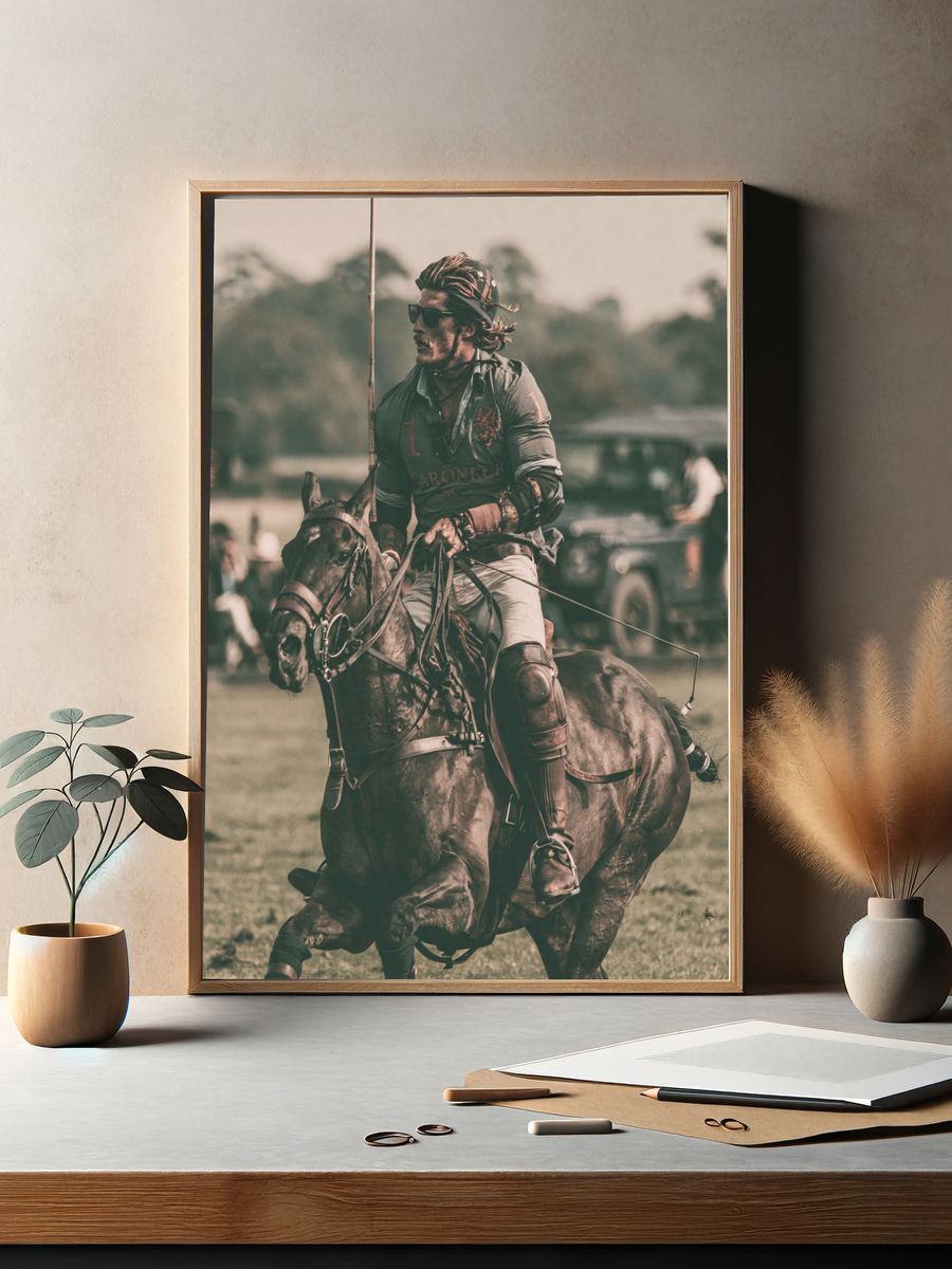 Polo Rider in Motion Photography Poster. — room view 2