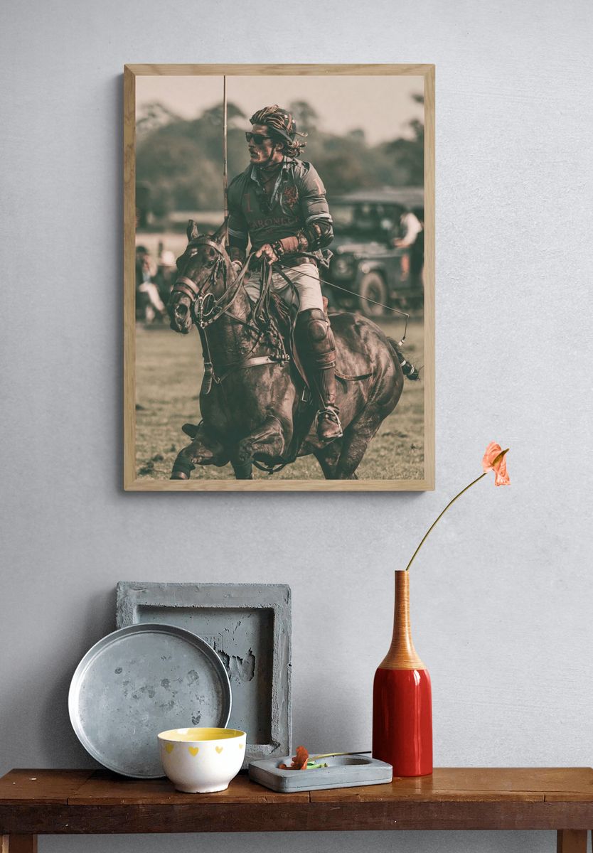 Polo Rider in Motion Photography Poster. — room view 3