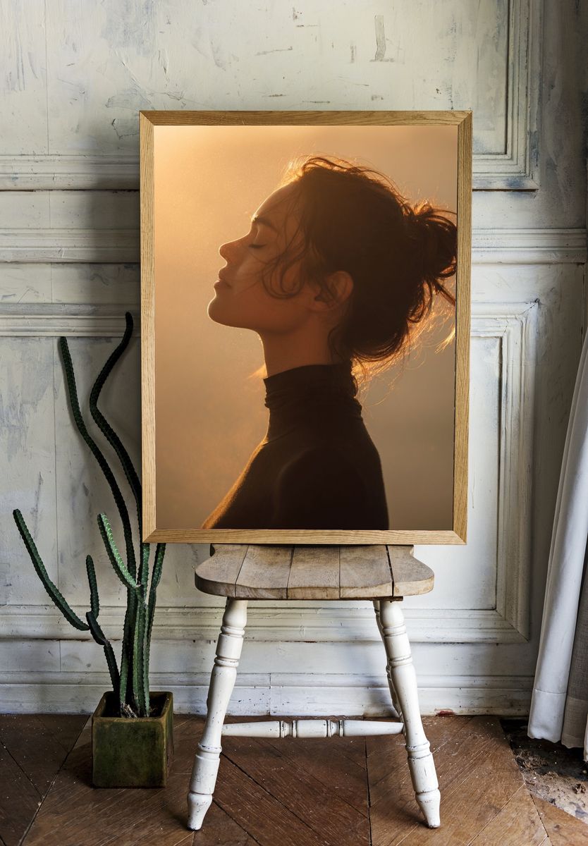 Serene Profile in Golden Light — Photography Print. — room view 1