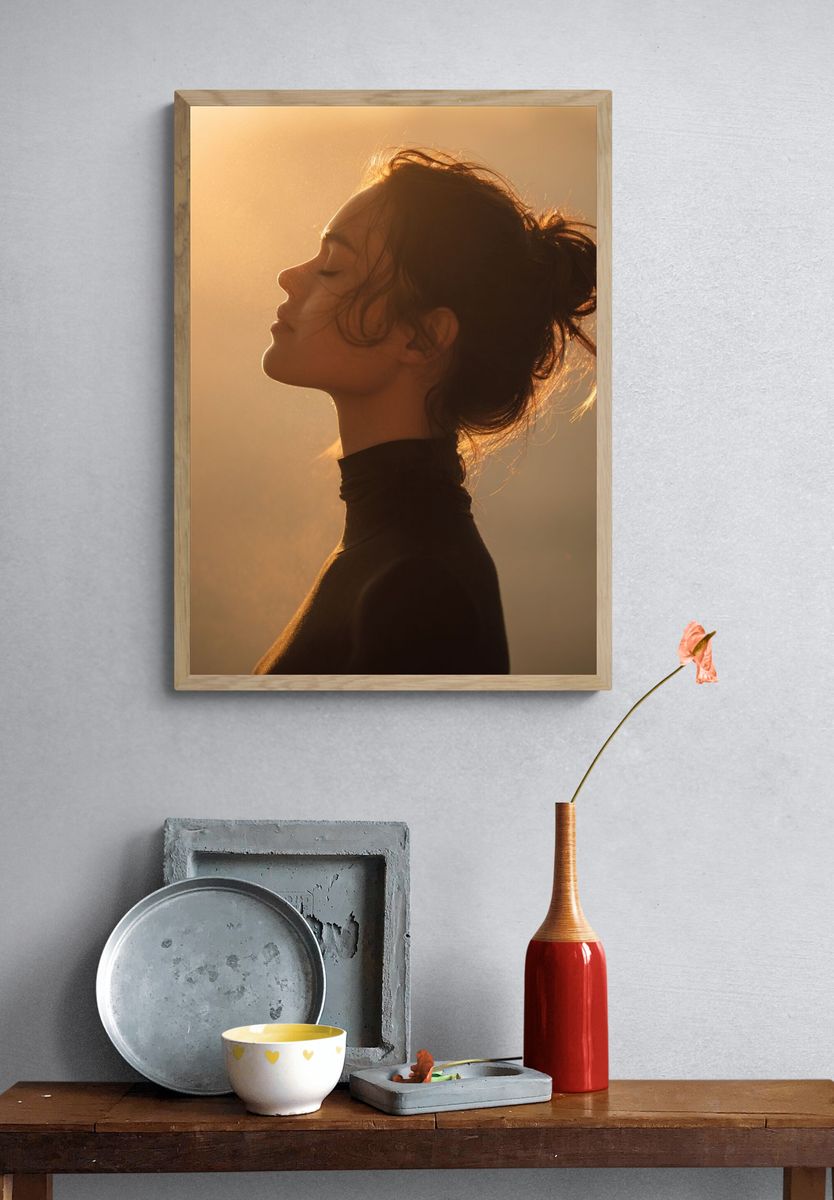 Serene Profile in Golden Light — Photography Print. — room view 3