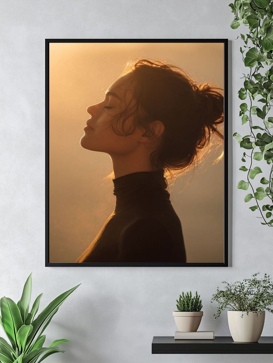 Serene Profile in Golden Light — Photography Print. — room view 4
