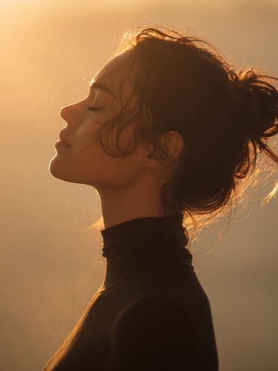Serene Profile in Golden Light — Photography Print. poster