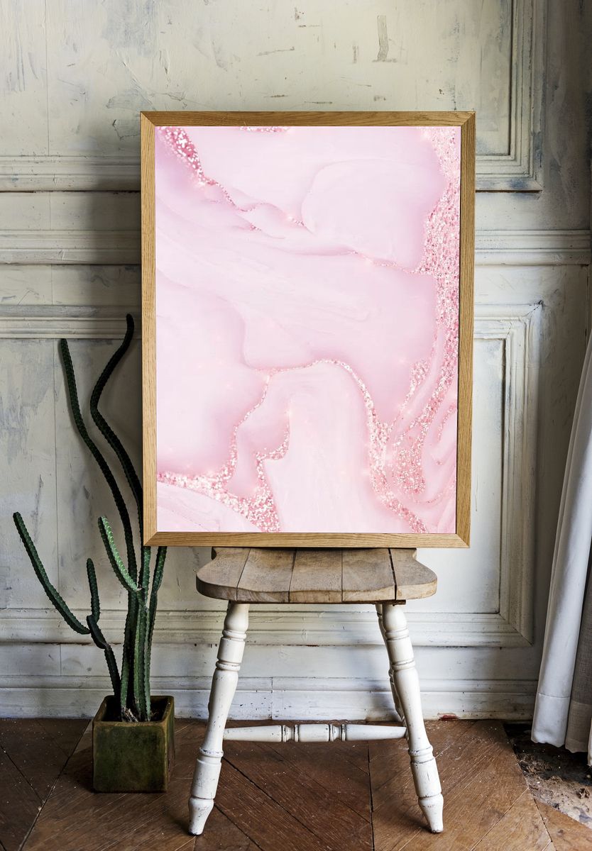 Pink Marble Glitter Poster. — room view 1