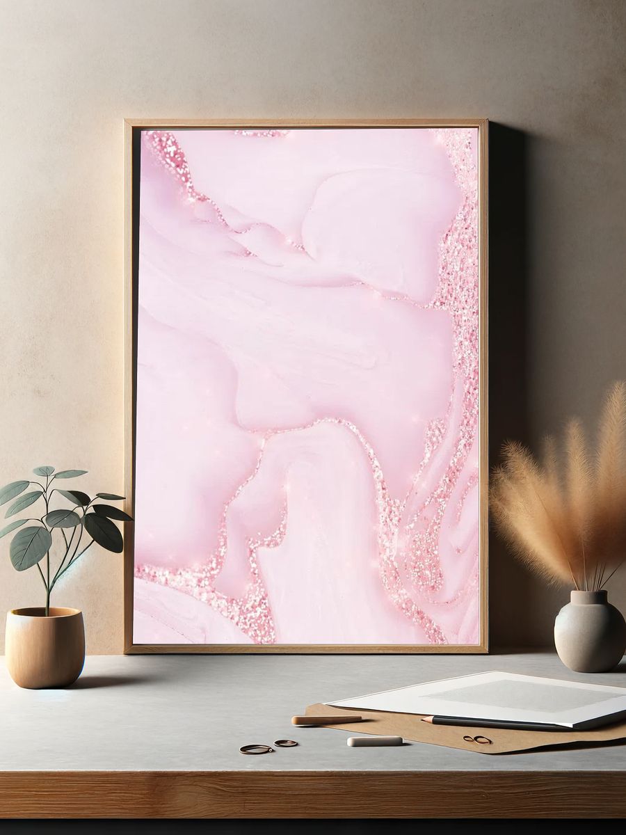 Pink Marble Glitter Poster. — room view 2