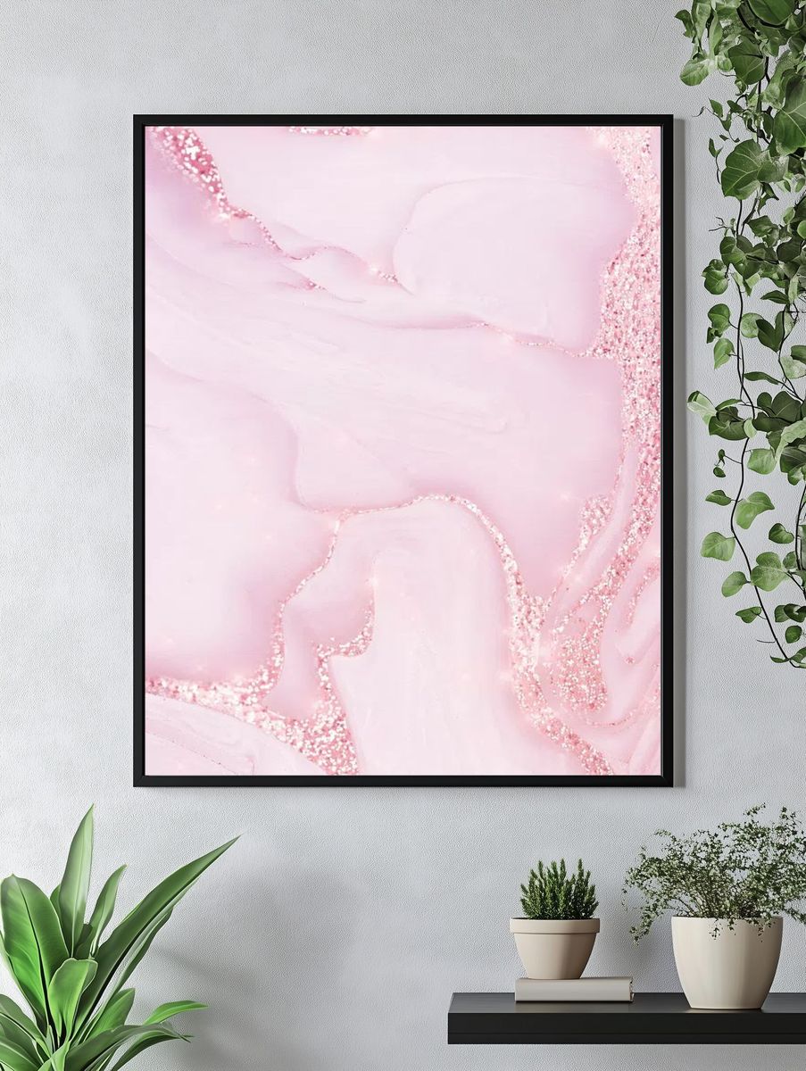 Pink Marble Glitter Poster. — room view 4