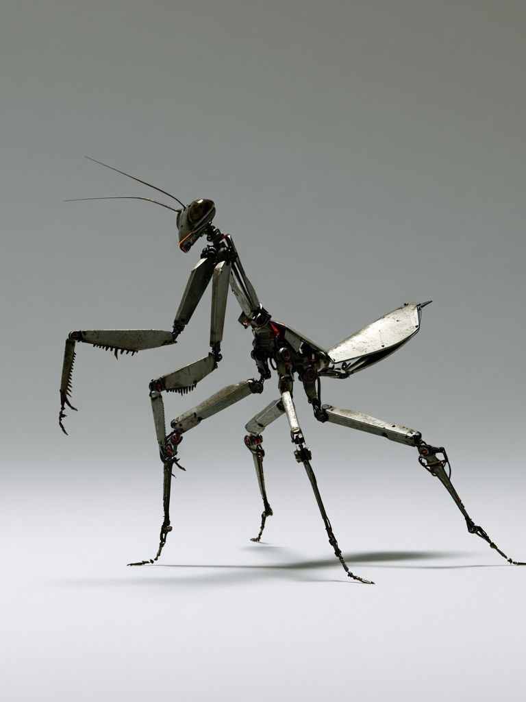 Mechanical Praying Mantis Illustration Poster. poster detail