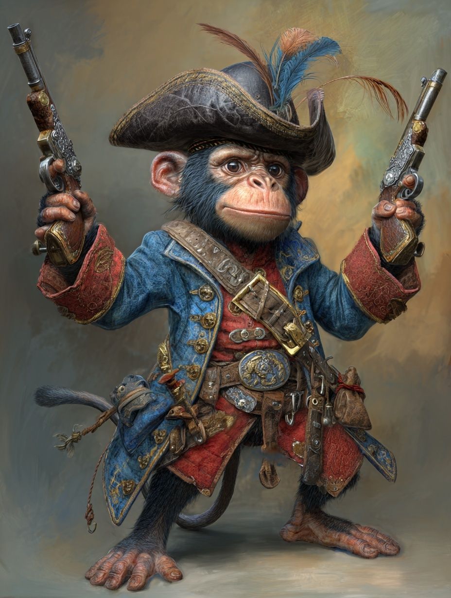 Pirate Monkey Illustration Poster. poster detail