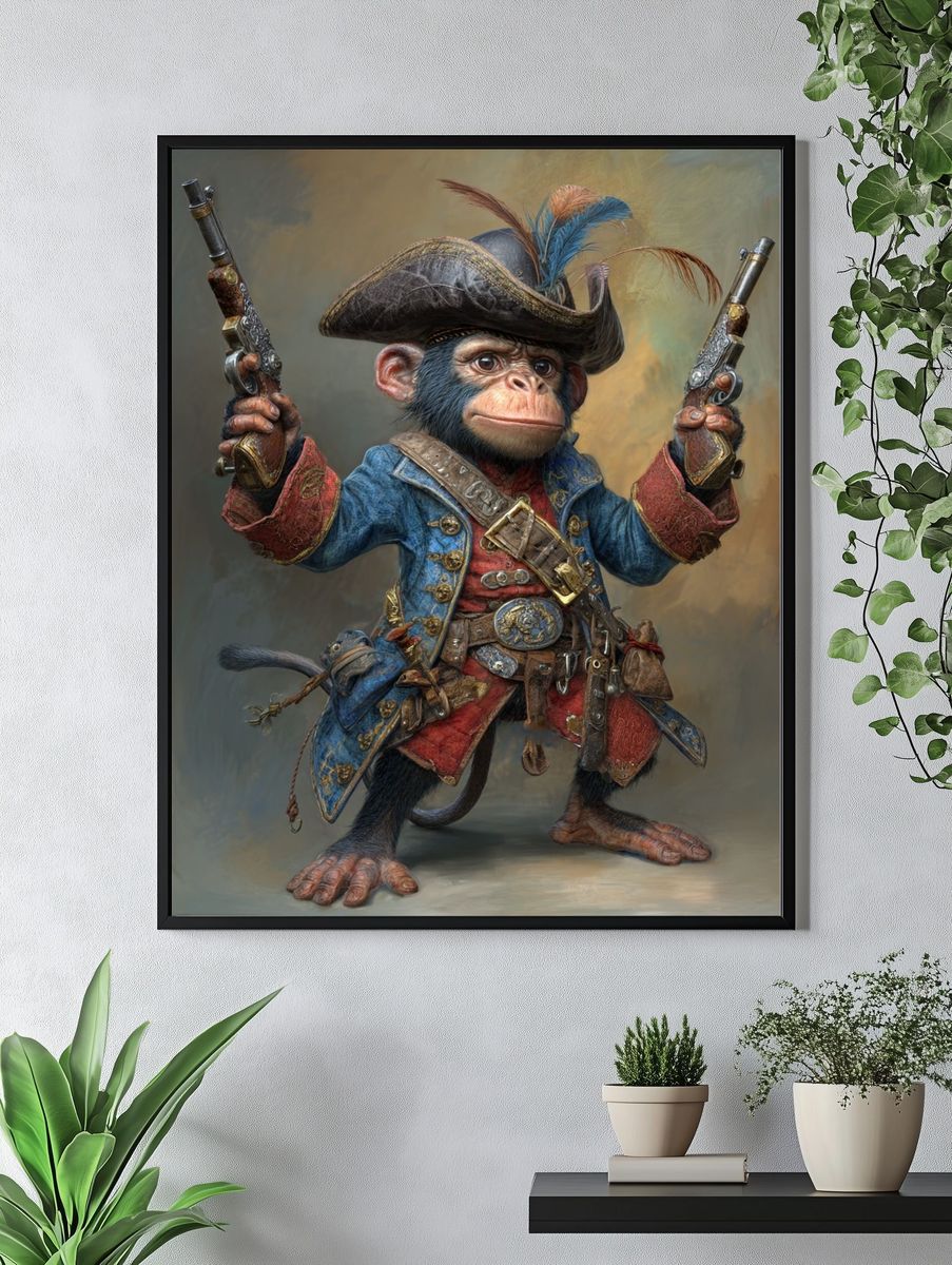 Pirate Monkey Illustration Poster. — room view 4