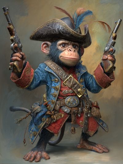 Pirate Monkey Illustration Poster. poster print