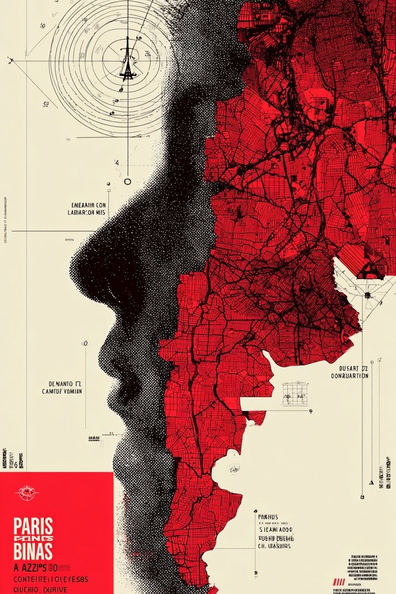Paris Map Silhouette Poster. poster — illustration art