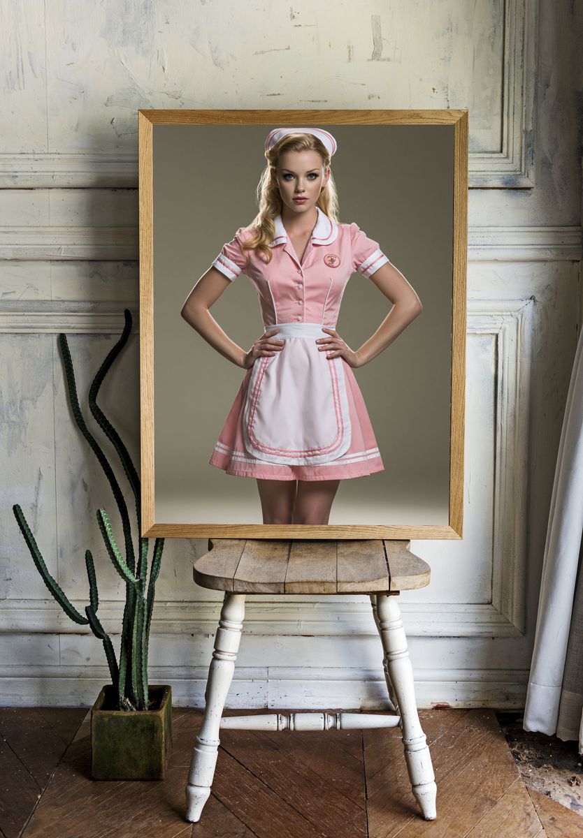 Pink Nurse Portrait Poster. room preview