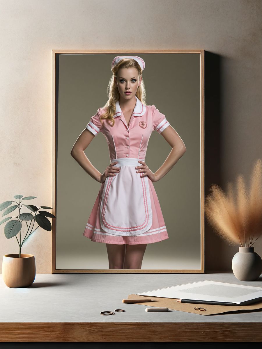 Pink Nurse Portrait Poster. — room view 2