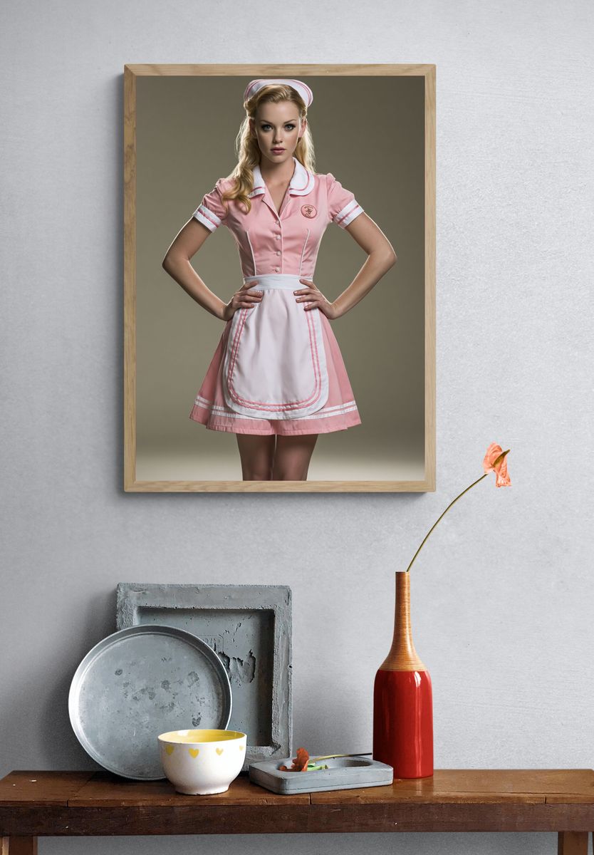 Pink Nurse Portrait Poster. — room view 3