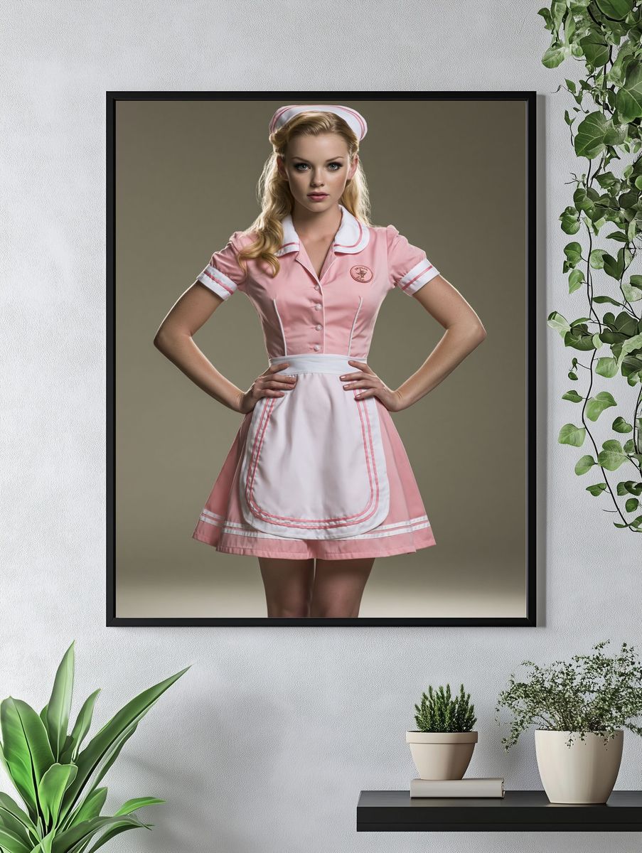 Pink Nurse Portrait Poster. — room view 4