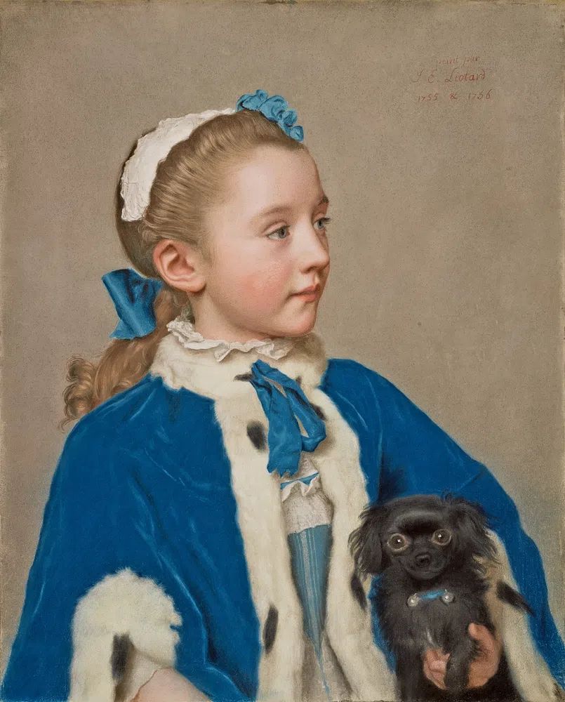 Portrait of a Young Girl with Dog — Fine Art Print. poster detail