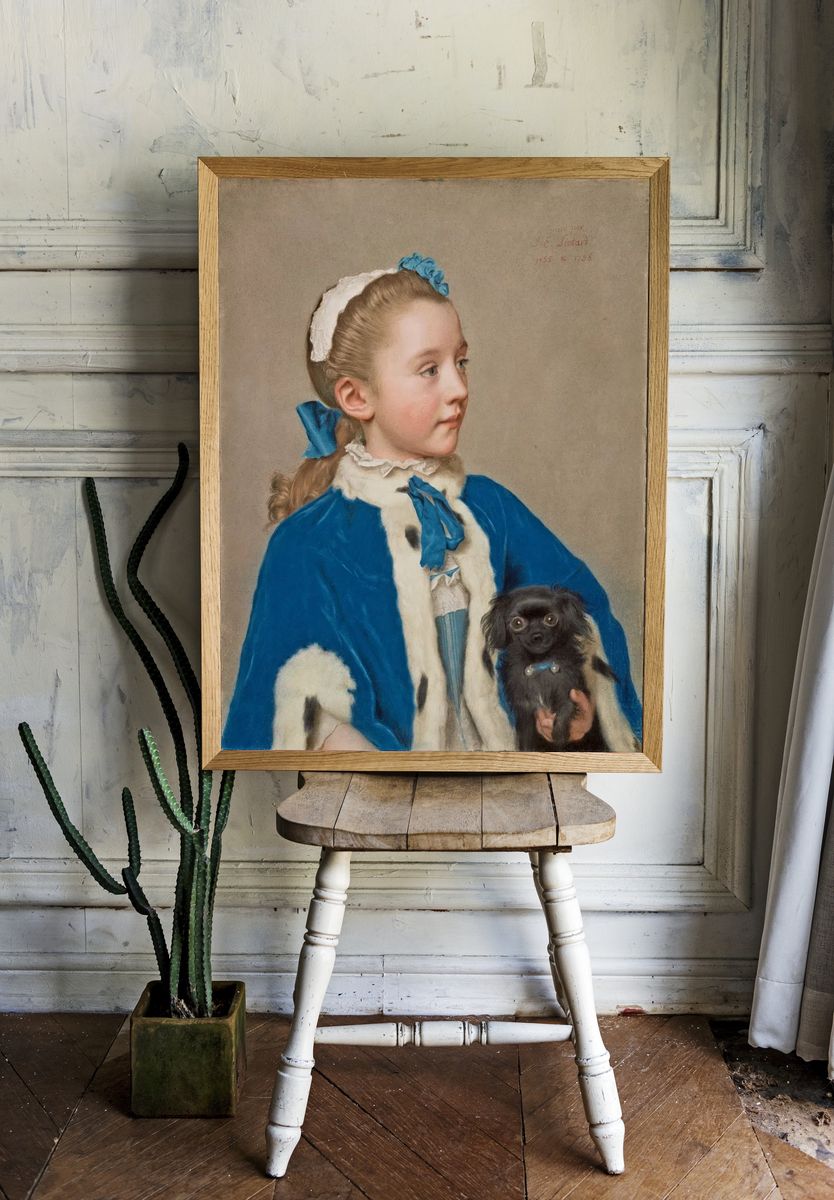 Portrait of a Young Girl with Dog — Fine Art Print. — room view 1