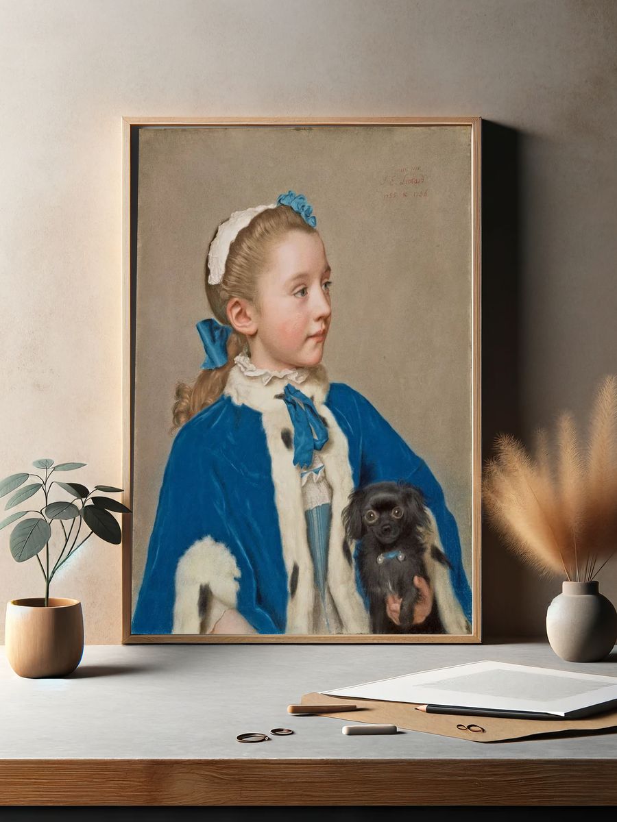 Portrait of a Young Girl with Dog — Fine Art Print. — room view 2