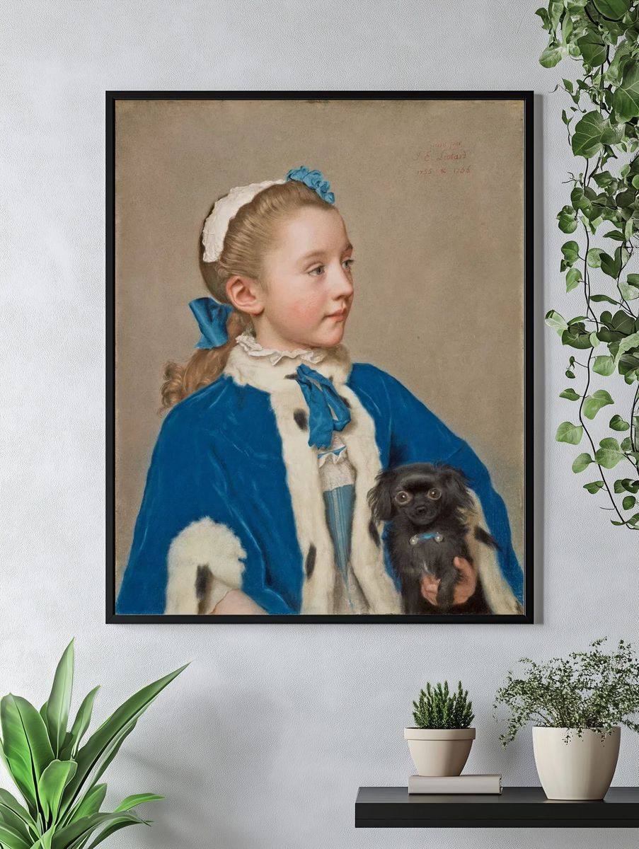Portrait of a Young Girl with Dog — Fine Art Print. — room view 4