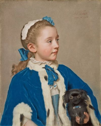 Portrait of a Young Girl with Dog — Fine Art Print. poster print
