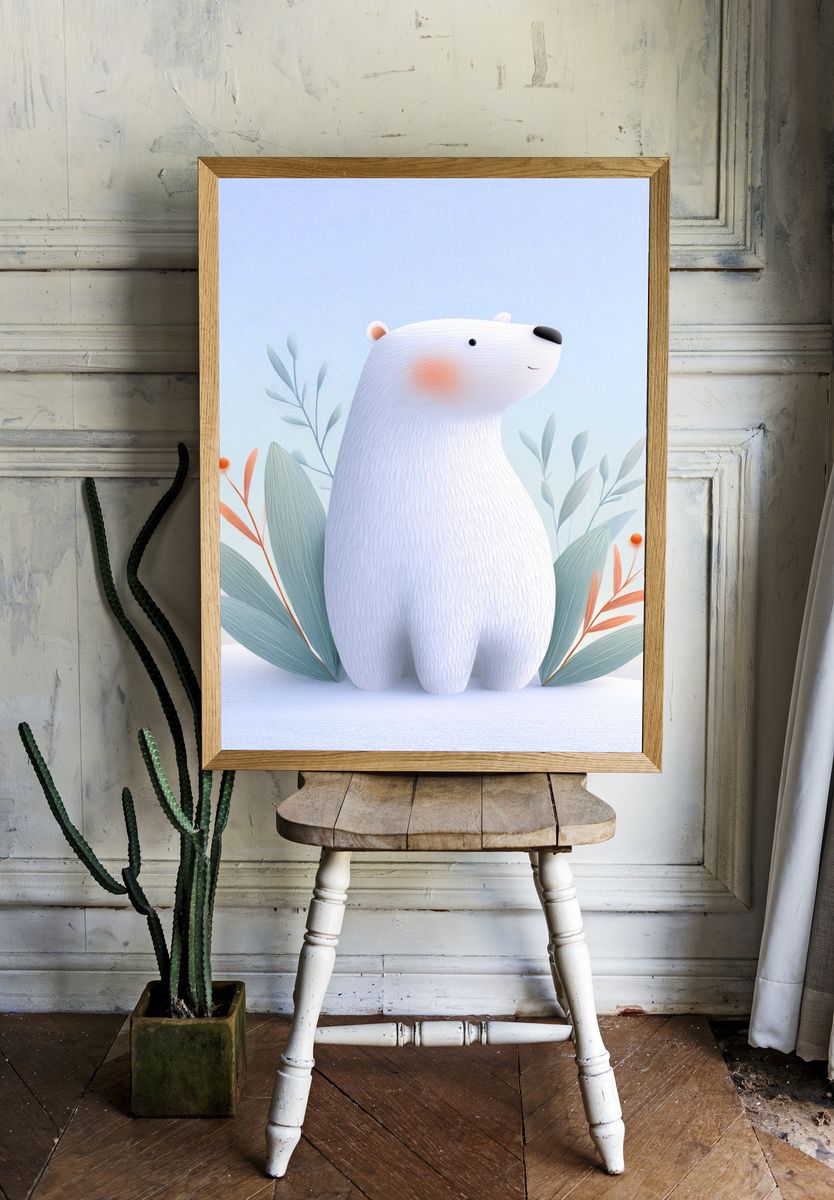 Cute Polar Bear — Illustration Print. — room view 1