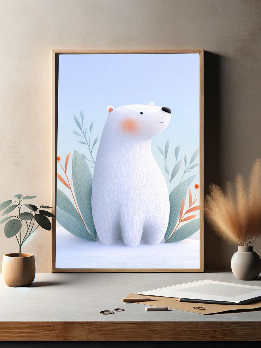 Cute Polar Bear — Illustration Print. — room view 2