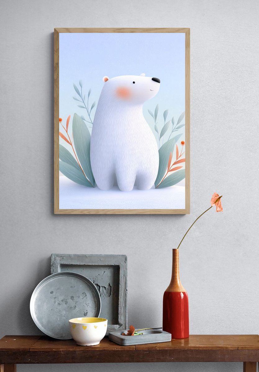 Cute Polar Bear — Illustration Print. — room view 3