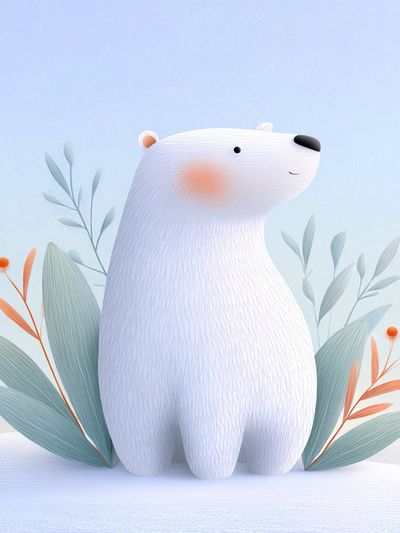 Cute Polar Bear — Illustration Print. poster print