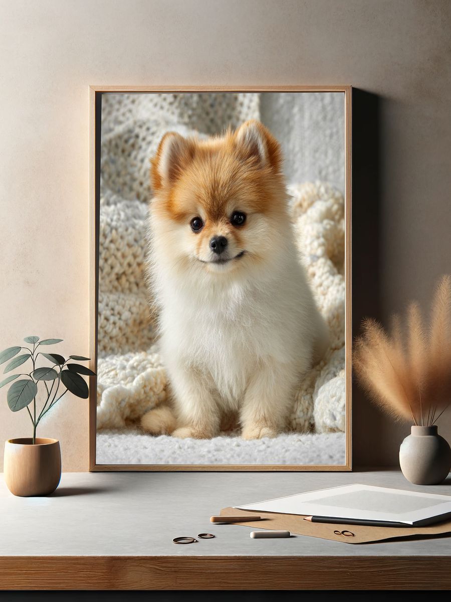 Pomeranian Puppy Portrait Print. — room view 2
