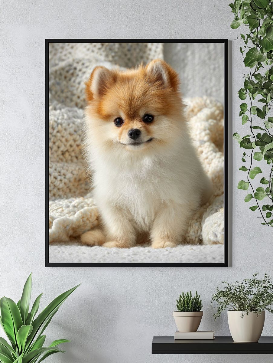 Pomeranian Puppy Portrait Print. — room view 4