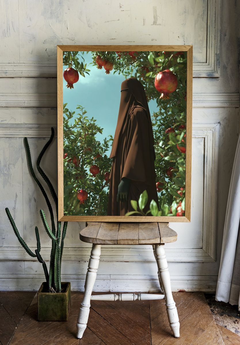 Pomegranate Orchard — Digital Art Print. — room view 1
