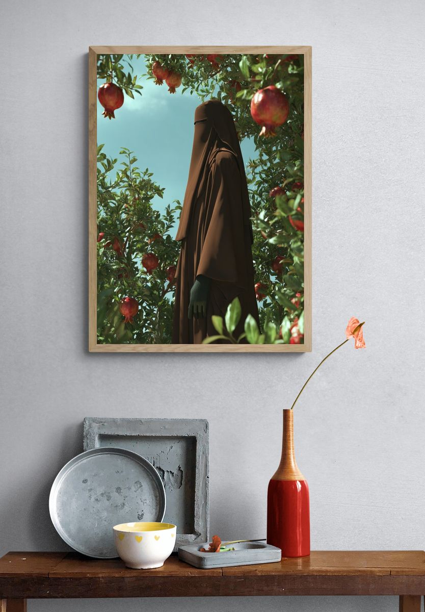 Pomegranate Orchard — Digital Art Print. — room view 3