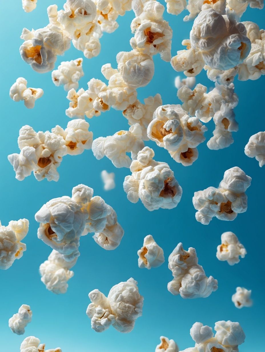 Floating Popcorn Blue Sky Poster. poster detail