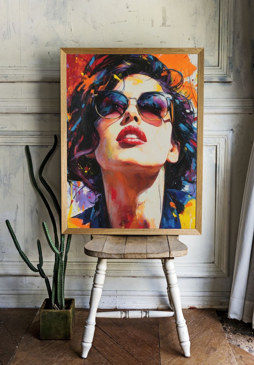 Bold Woman in Sunglasses — Pop Art Print. — room view 1