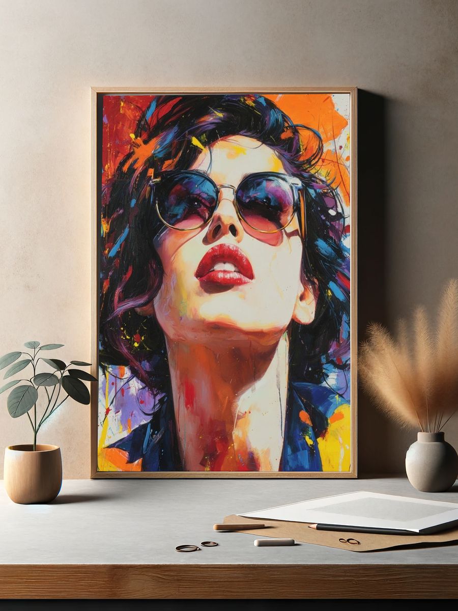 Bold Woman in Sunglasses — Pop Art Print. — room view 2