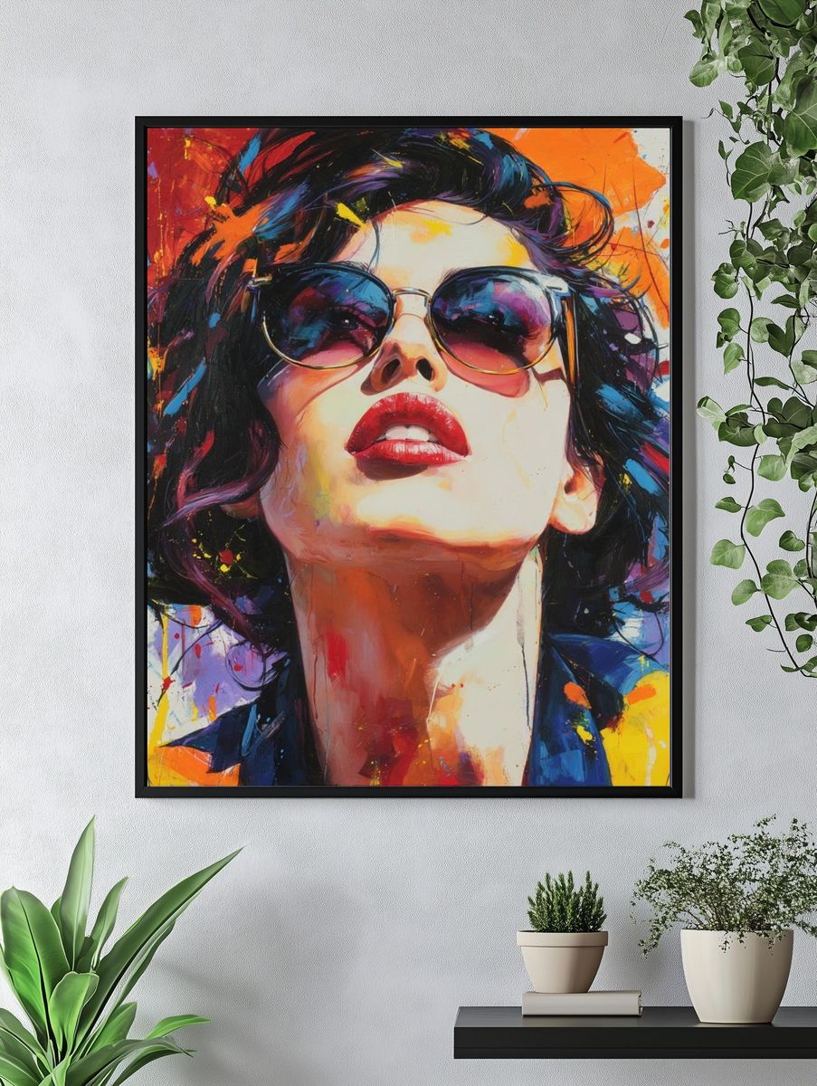 Bold Woman in Sunglasses — Pop Art Print. — room view 4