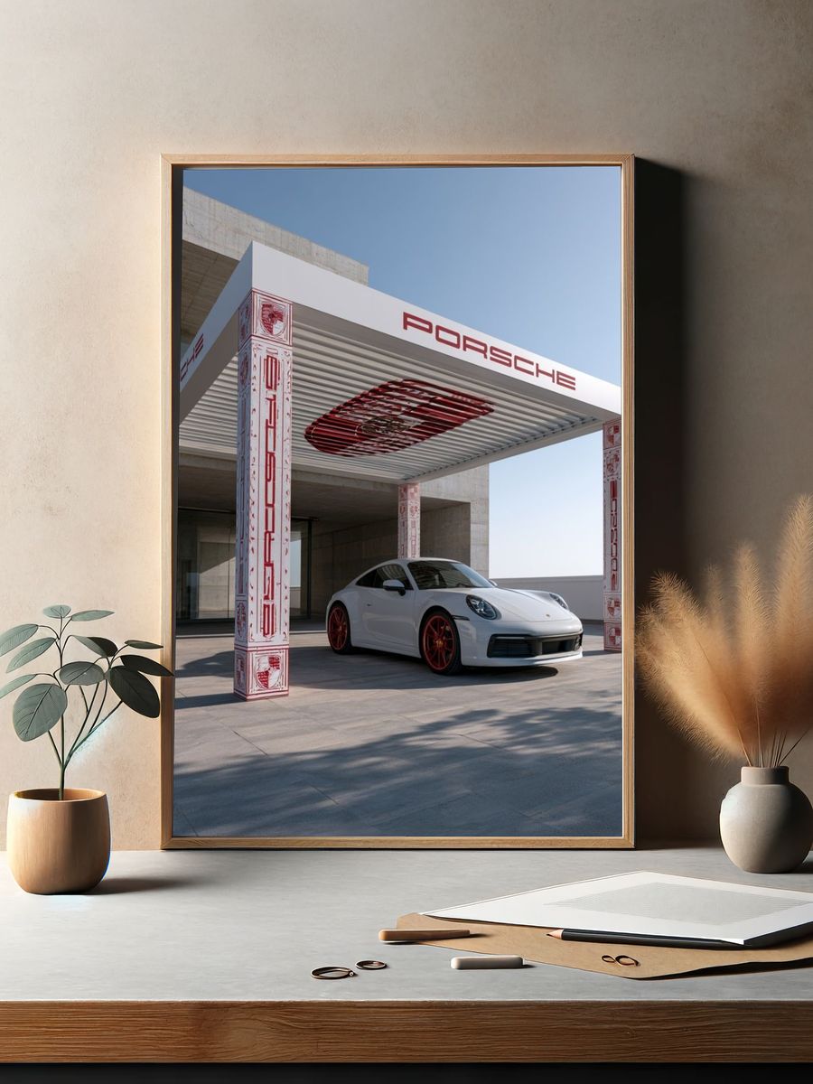 Porsche 911 Modern Photography Poster. — room view 2