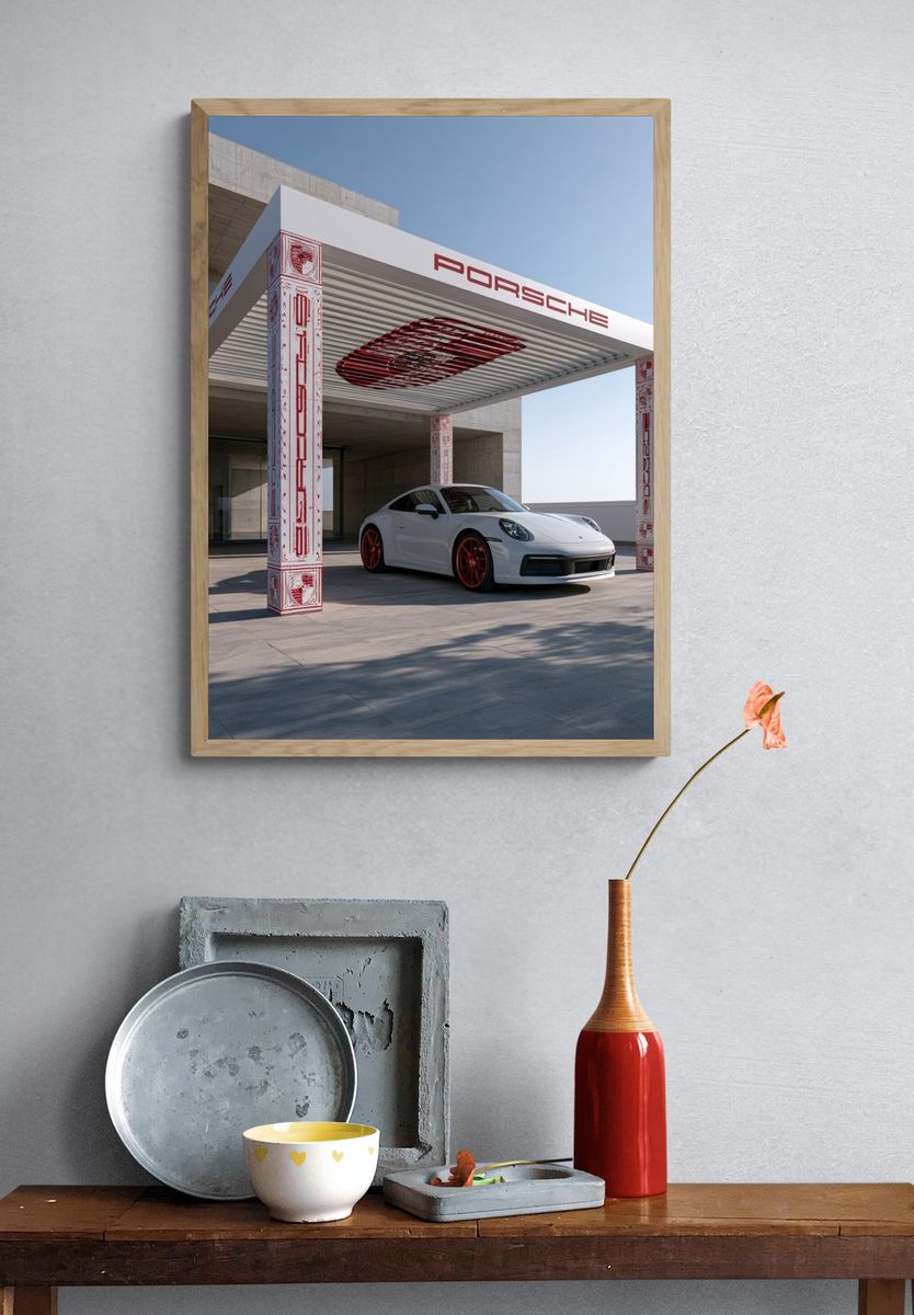 Porsche 911 Modern Photography Poster. — room view 3