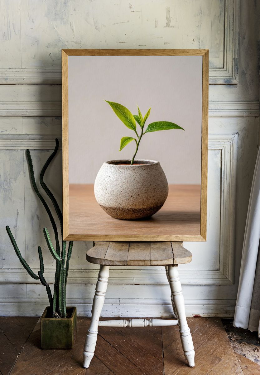 Minimal Potted Plant Photography Poster. — room view 1