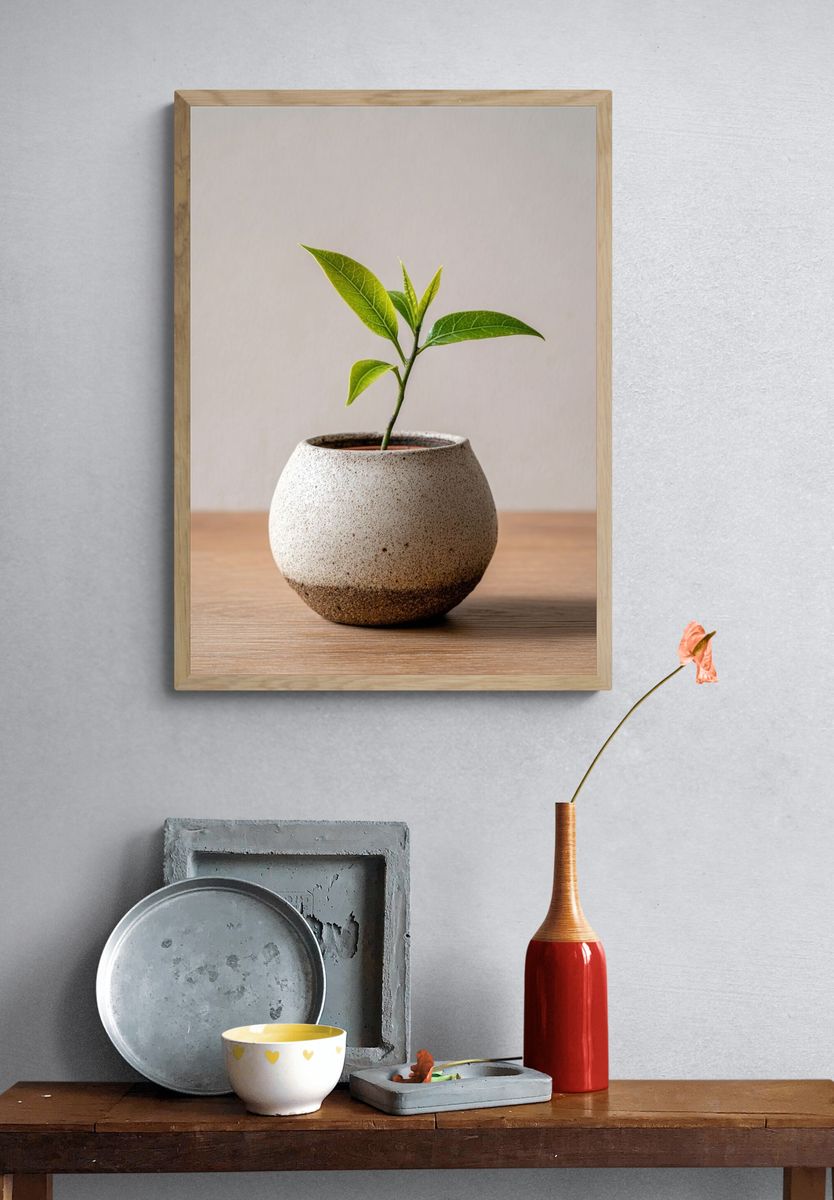 Minimal Potted Plant Photography Poster. — room view 3