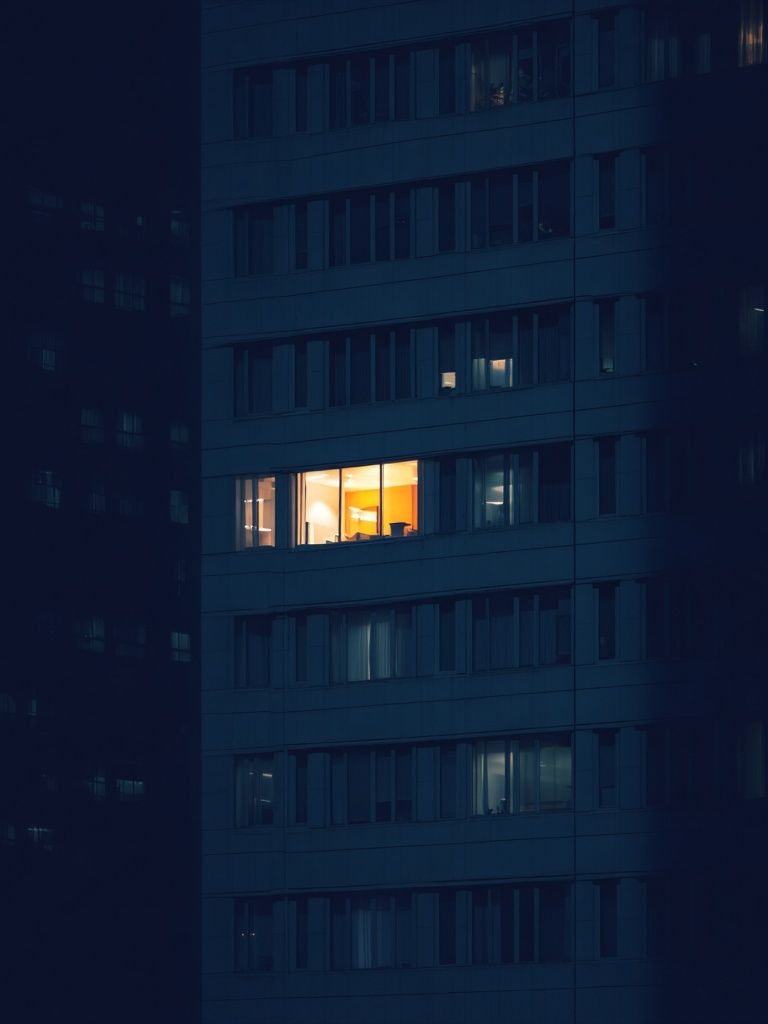 Illuminated Office Window — Photography Print. poster — photography art