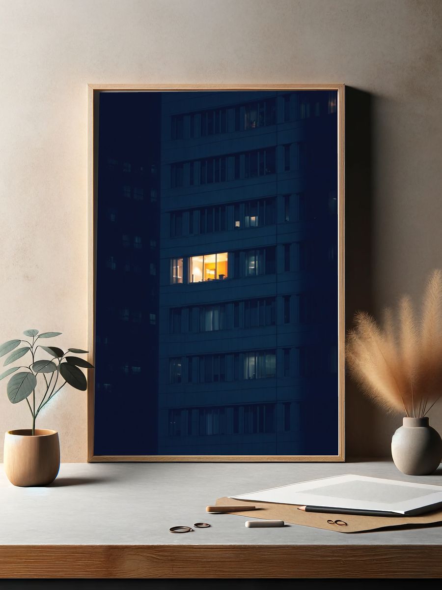 Illuminated Office Window — Photography Print. — room view 2