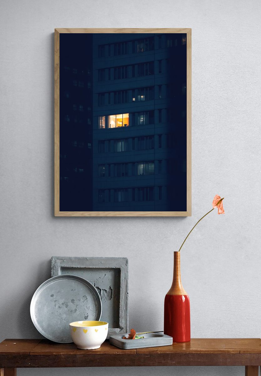 Illuminated Office Window — Photography Print. — room view 3