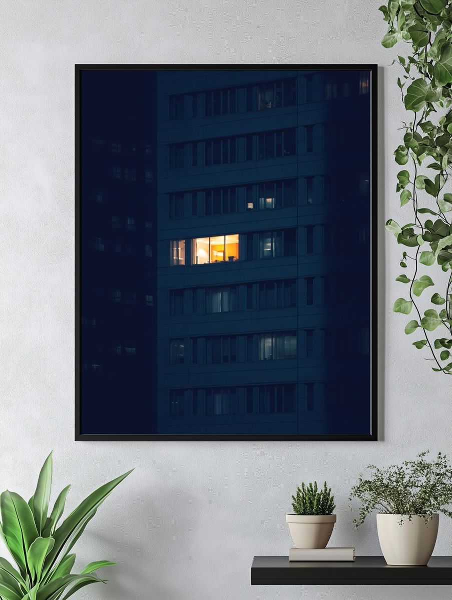 Illuminated Office Window — Photography Print. — room view 4