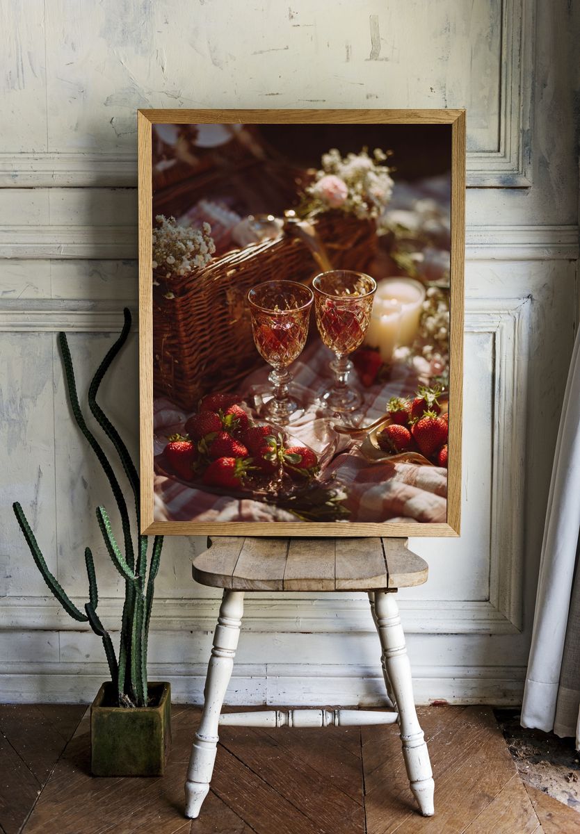 Strawberry Picnic — Photography Print. — room view 1