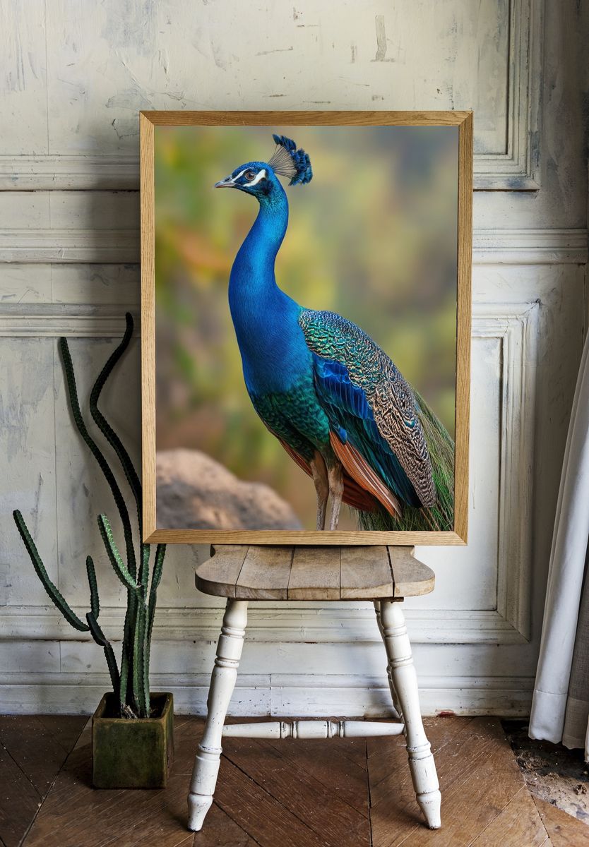 Peacock Portrait Photography Poster. — room view 1